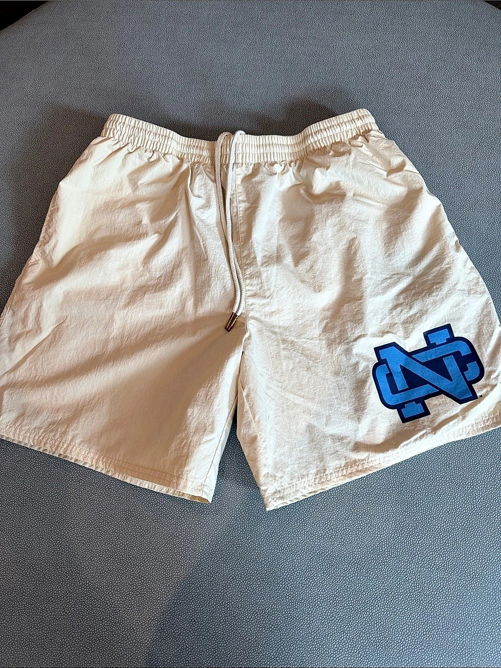 Mitchell & Ness University of North Carolina Multi Hit Nylon Shorts White & Blue